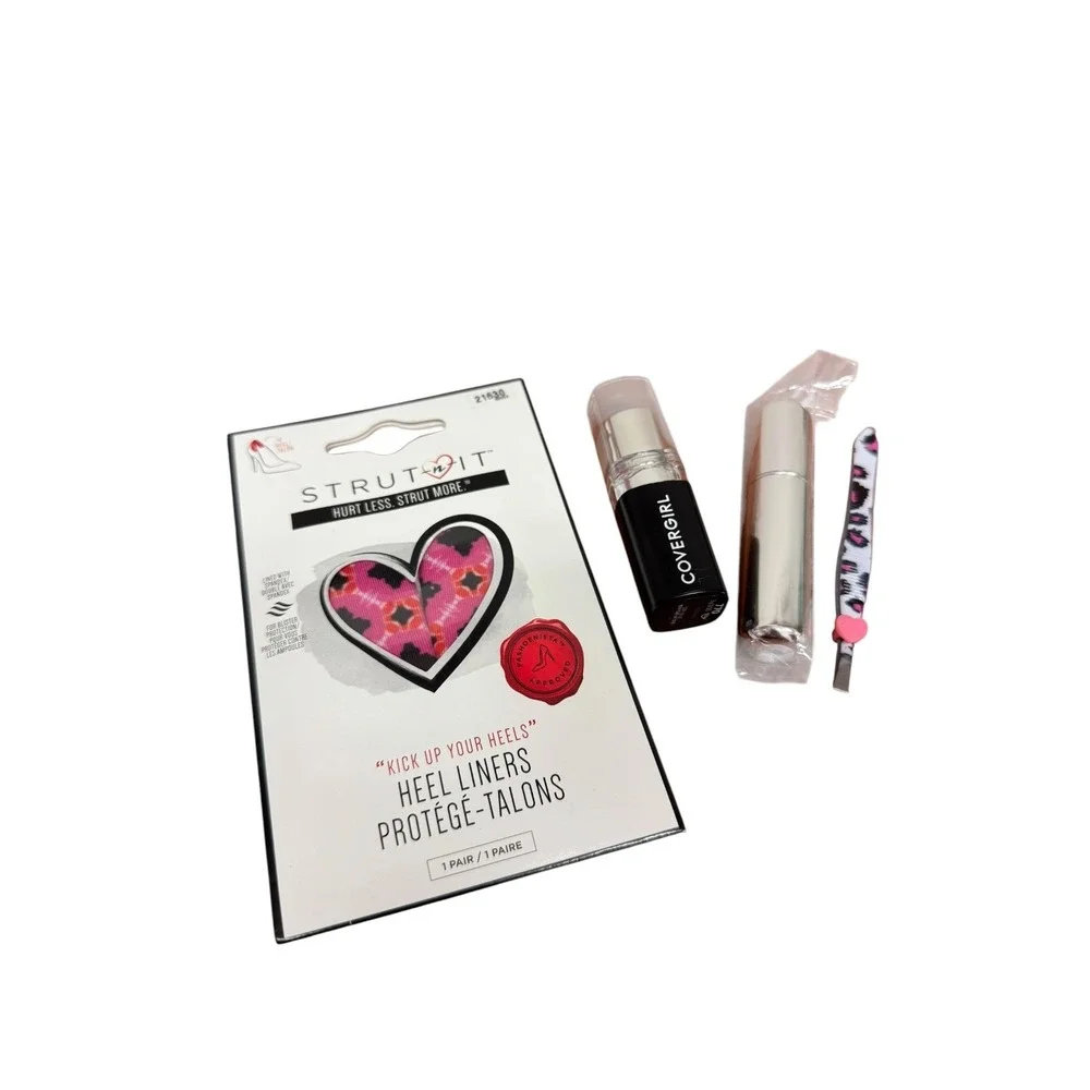 Ipsy Makeup Bag Bundle 3 Pouches Covergirl Lipstick Tweezers Heel Liners Set